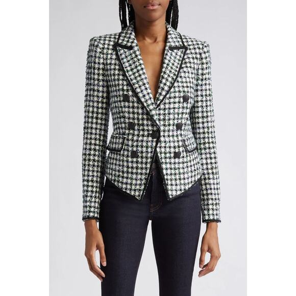Veronica Beard Metallic Check Cotton Blend, Tweed Dickey Jacket, Size 8 - Picture 8 of 12